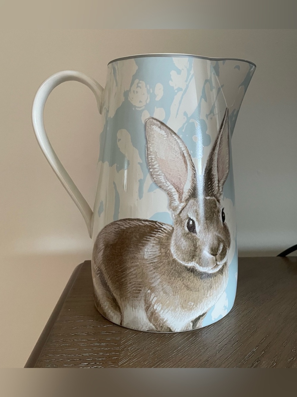 Williams Sonoma Damask Easter Bunny Tall Pitcher - Retired